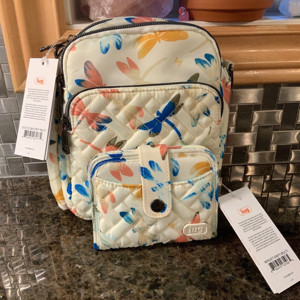 LUG CREAM CANCAN DRAGONFLY MULTI DUO WITH MINUET WALLET.  NWT. BONUS PENCILS